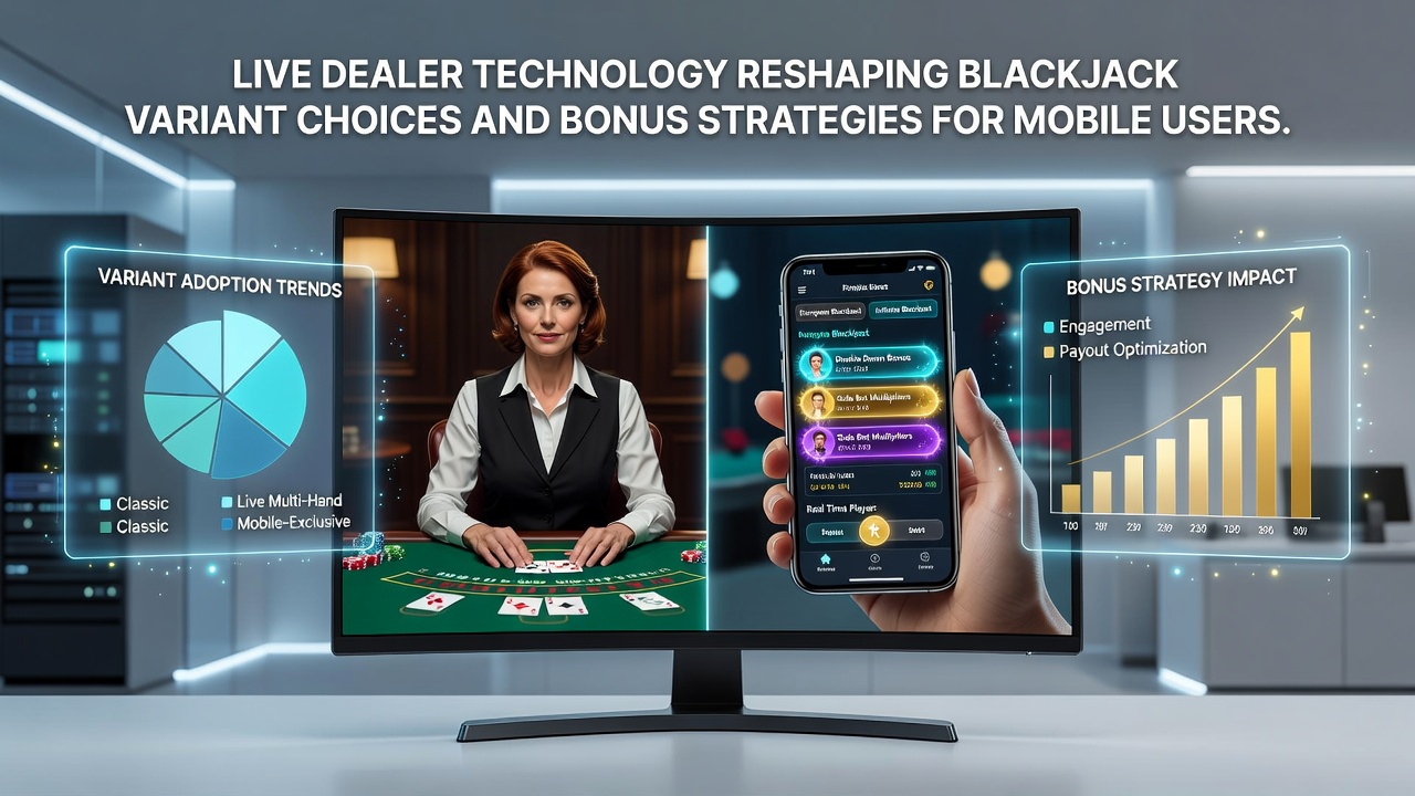 Mobile screen displaying blackjack bonus terms and live dealer table selection menu